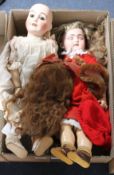 A Dep doll, hairline, 19in. replaced finger and a Limoges doll, vintage clothes, 20in.