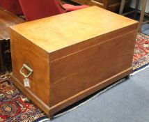 A camphorwood blanket chest, W.90cm D.51cm H.56cm Condition: Generally marked and scuffed, feet