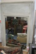 An early 20th century cream and grey painted wood pier glass, W.111cm H.155cm Condition: Overall a