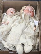 A Kestner character doll, 16in., damaged head, and a Dream baby, closed mouth, vintage clothes,