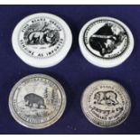 Four 'Bear's Grease' pot lids Condition:- Robert Smith & Co, 9cm, stained and discoloured but