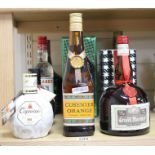 A collection of assorted spirits and liqueurs, comprising: - Capucine - Amadeus- Luxardo Sambuca-