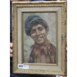 Italian School, oil on canvas, Portrait of a Neapolitan youth, 26 x 17cm Condition: Canvas