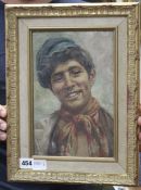 Italian School, oil on canvas, Portrait of a Neapolitan youth, 26 x 17cm Condition: Canvas