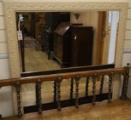 A rectangular painted wall mirror, W.95cm Condition: The frame has recently been repainted with no