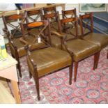 A set of eight Sheraton style mahogany dining chairs, two with arms Condition: Good