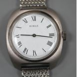 A gentleman's stainless steel Edele manual wind wrist watch, with Roman dial, on mesh link stainless