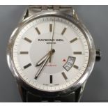 A gentleman's modern Raymond Weil stainless steel automatic wrist watch, on Raymond Weil stainless