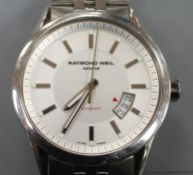 A gentleman's modern Raymond Weil stainless steel automatic wrist watch, on Raymond Weil stainless