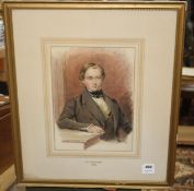 19th century English School, watercolour, Portrait of Sir John Croft, 1848, 35 x 25cm Condition: