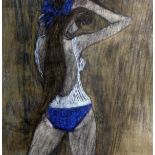 Alistair Michie, pencil and watercolour, 'The Blue Ribbon', signed, 29 x 29cm Condition: Slight