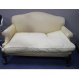 A George I style mahogany settee, with cabriole legs, W.130cm D.76cm H.88cm Condition: Could benefit