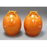 A pair of Royal Lancastrian speckle orange glazed vases, impressed 3134, height 22cm Condition: