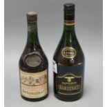 A bottle of Delamaine & Co Cognac Pale and Dry and a bottle of Napoleon Bardinet French Brandy