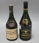 A bottle of Delamaine & Co Cognac Pale and Dry and a bottle of Napoleon Bardinet French Brandy