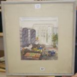 Ellie Dawson, watercolour, Interior with seated children, signed, 36 x 30cm Condition: Colours