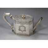 A late Victorian silver octagonal teapot by Mappin & Webb, Sheffield, 1893, gross height, 13.3cm,