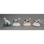 Four Staffordshire porcelain toy figures of two setters and two pointers, c.1835-50, two of the