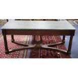 A French mahogany centre table, with simulated marble painted pine top, W.187cm D.80cm H.76cm