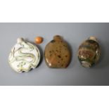 Two Chinese snuff bottles: agate and internally painted glass and a European porcelain scent flask