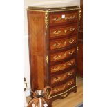 A Meuble Francais gilt metal mounted serpentine secretaire chest, W.66cm D.34cm H.122cm Condition: