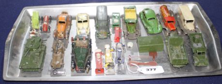 A group of assorted tinplate and diecast cars including Britains, Dinky and Tootsie Condition: