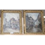 Henri Vognet (1857-1920), pair of oils on board, French street scenes, signed and dated 1916, 39 x