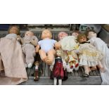 Seven English and German composition head dolls and three souvenir dolls Condition:- Deans doll