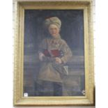 English School 1899, oil on canvas, Portrait of a boy wearing a turban and army uniform,
