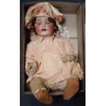 A Kestner 257 doll, body overpainted, 24in., finger on left hand damaged