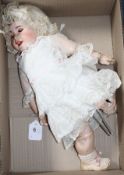 An SFBJ 236 doll, on jointed body, original character, original wig, 21in.