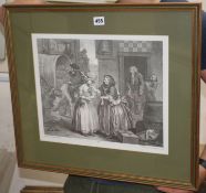 William Hogarth, set of six engravings, 'A Harlot's Progress', 33 x 40cm Condition: All in good