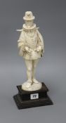 A 19th century Dieppe carved ivory figure of a 17th century gentleman, standing and wearing a ruff
