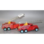 Two Corgi Chipperfield's Circus International trucks Condition:- one appears to be lacking any hook,