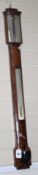 A Regency mahogany and ebonised bowfront stick barometer by Bate of London, with silvered scale