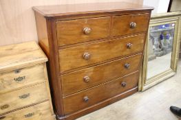 A Victorian mahogany chest of five drawers, W.118cm D.50cm H.116cm Condition: The second long drawer