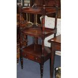 A Regency mahogany whatnot, with base drawer, W.52cm D.48cm H.130cm Condition: Overall of even