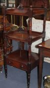 A Regency mahogany whatnot, with base drawer, W.52cm D.48cm H.130cm Condition: Overall of even