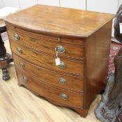 A George III mahogany bowfront chest with brushing slide, W.94cm D.58cm H.82cm Condition: The top