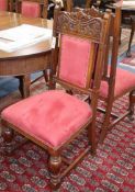 A set of eight Edwardian walnut dining chairs Condition: The frame strength and stability is good on