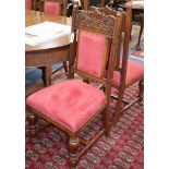 A set of eight Edwardian walnut dining chairs Condition: The frame strength and stability is good on