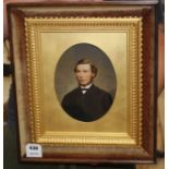 Victorian School, oil on board, Portrait of a gentleman, probably a hand tinted photographs, bears