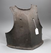 A heavy iron cavalry trooper's breastplate, 17th century, struck twice with maker's marks, musket