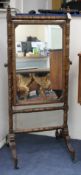 A Regency style mahogany cheval mirror, W.68cm H.150cm Condition: Good