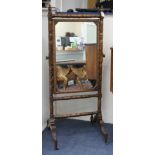 A Regency style mahogany cheval mirror, W.68cm H.150cm Condition: Good