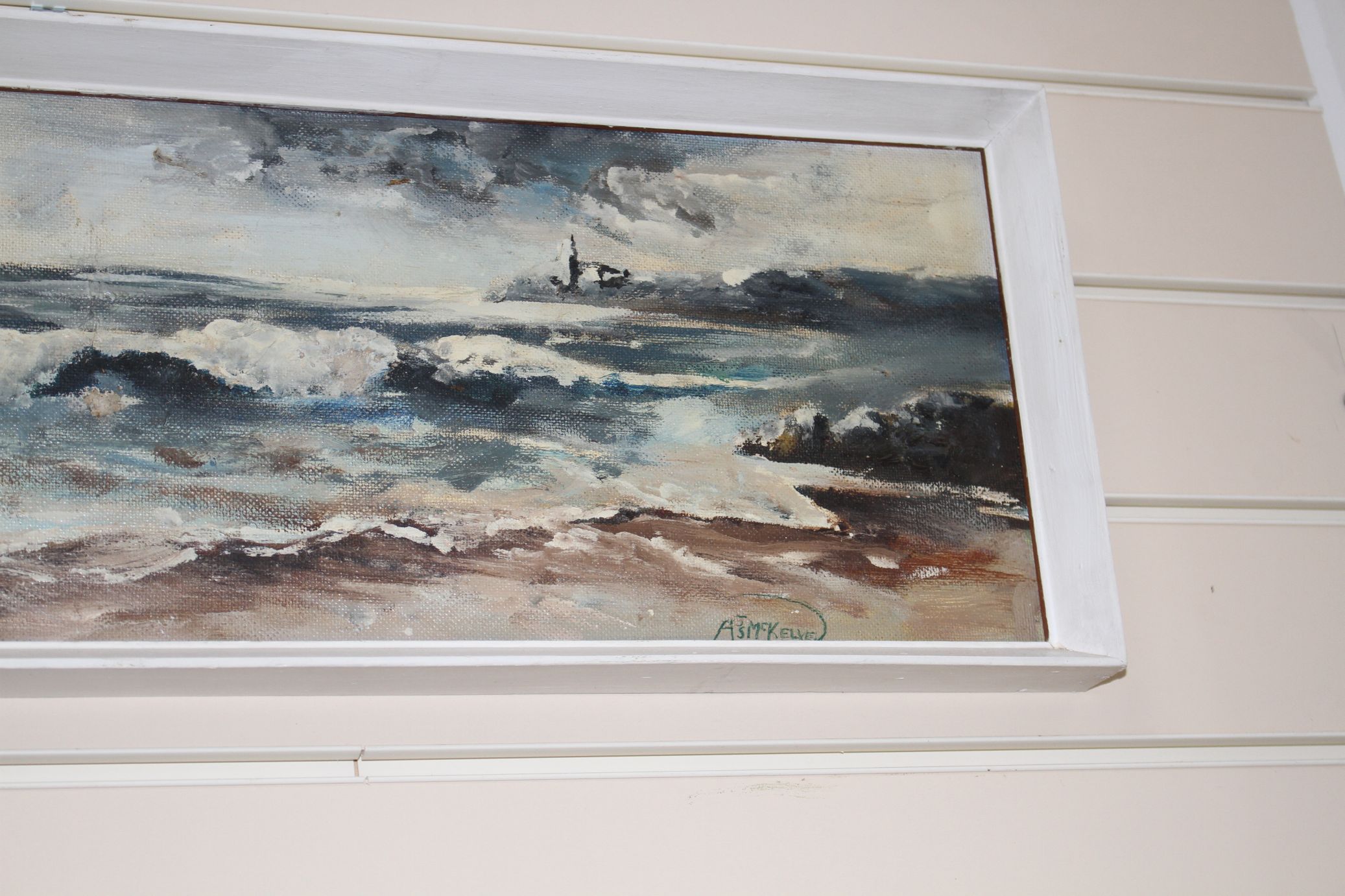 Three Irish works: Ursula Scott, oil on canvas, Coastal landscape, 40 x 50cm, A J S McKelvey, oil on - Image 3 of 3