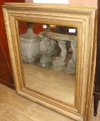 A Victorian giltwood and gesso wall mirror, converted from a picture frame, W.94cm H.107cm