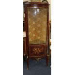 A Meuble Francais marquetry inlaid standing corner cabinet, W.58cm D.38cm H.165cm Condition: Very