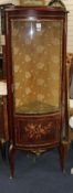 A Meuble Francais marquetry inlaid standing corner cabinet, W.58cm D.38cm H.165cm Condition: Very