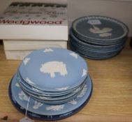 A Wedgwood tri-coloured Jasperware Christmas Anniversary plate and a collection of Christmas and
